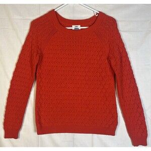 Old Navy Ladies Sweater Chain Knit Cotton Crewneck L/S Red Women’s Small